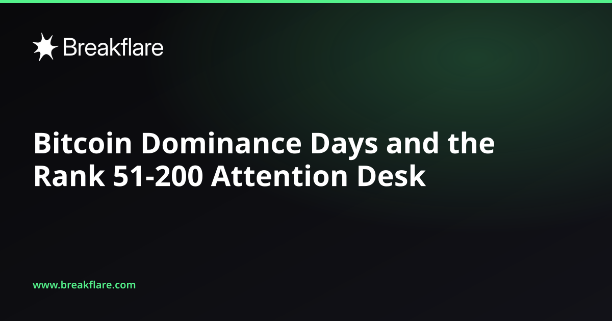 Bitcoin Dominance Days and the Rank 51-200 Attention Desk - Breakflare blog cover