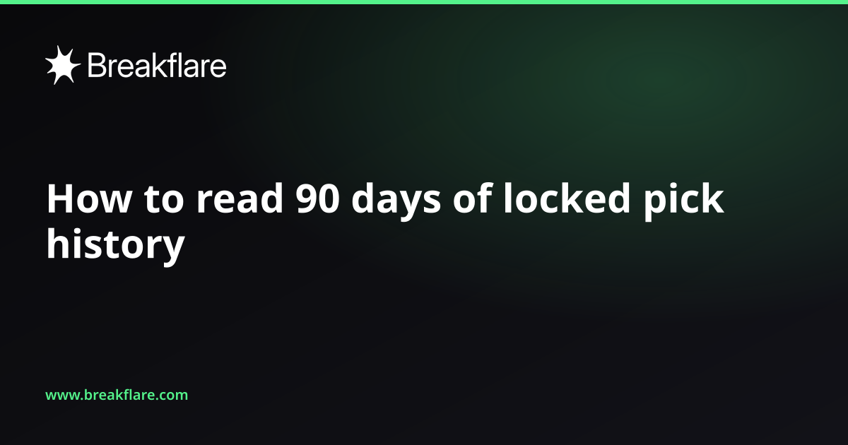 How to read 90 days of locked pick history - Breakflare blog cover