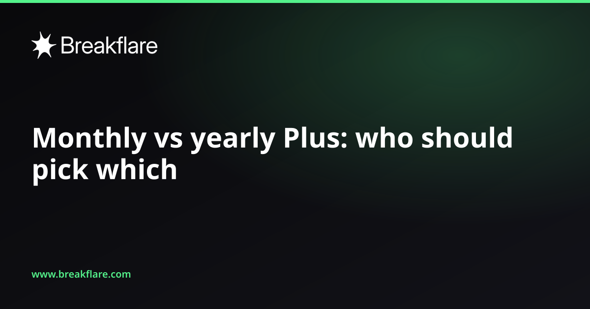 Monthly vs yearly Plus: who should pick which - Breakflare blog cover