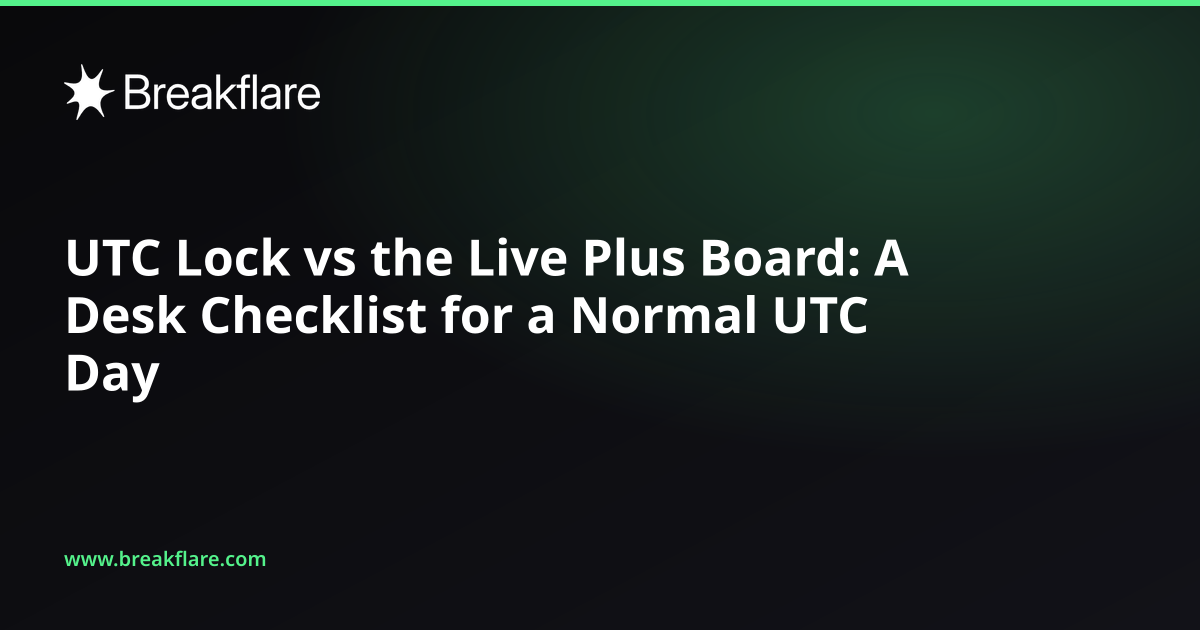UTC Lock vs the Live Plus Board: A Desk Checklist for a Normal UTC Day - Breakflare blog cover