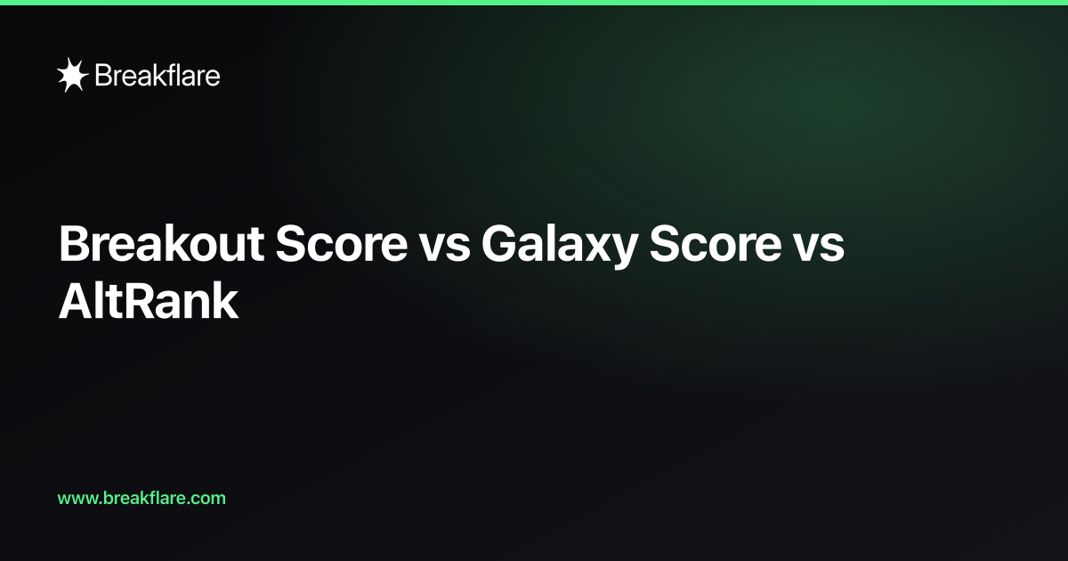 Breakout Score vs Galaxy Score vs AltRank — Breakflare blog cover