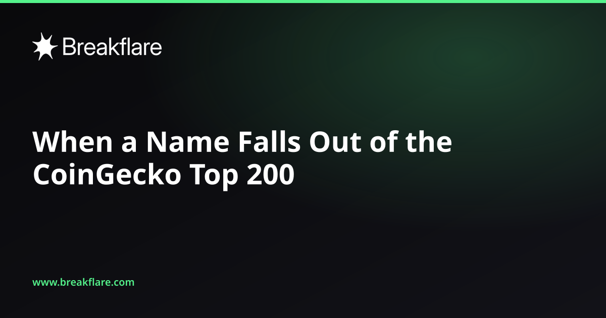 When a Name Falls Out of the CoinGecko Top 200 - Breakflare blog cover