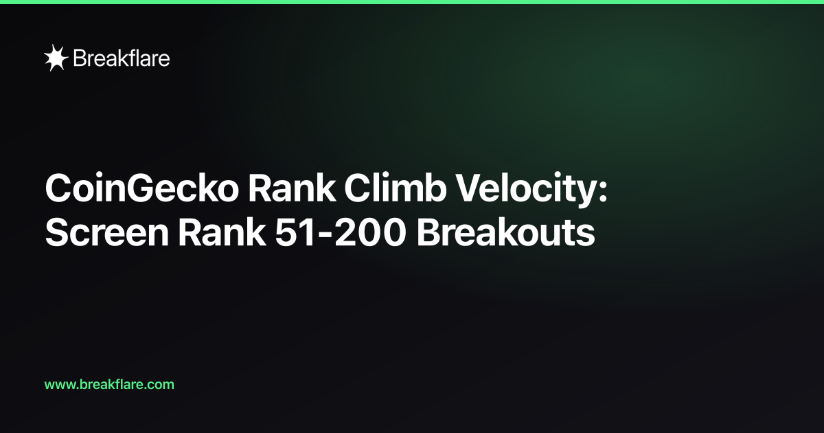 CoinGecko Rank Climb Velocity: Screen Rank 51-200 Breakouts — Breakflare blog cover