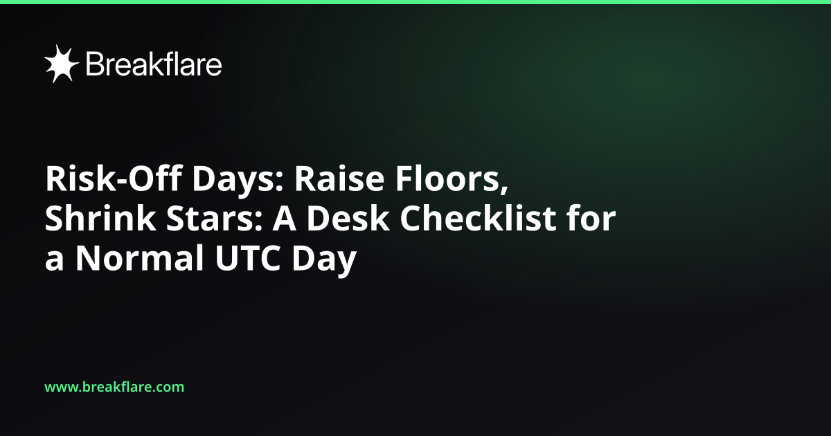 Risk-Off Days: Raise Floors, Shrink Stars: A Desk Checklist for a Normal UTC Day - Breakflare blog cover