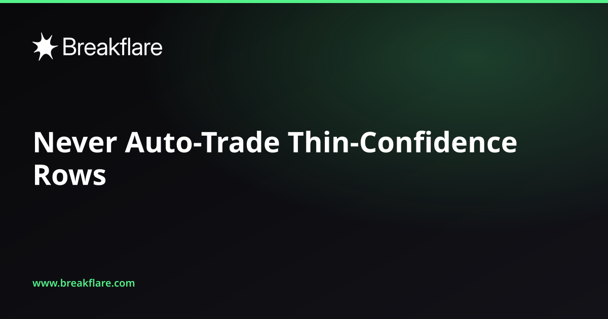 Never Auto-Trade Thin-Confidence Rows - Breakflare blog cover