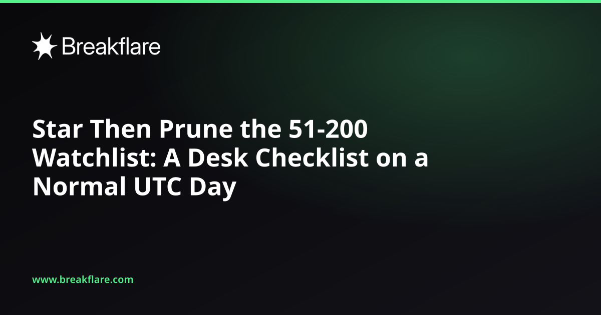 Star Then Prune the 51-200 Watchlist: A Desk Checklist on a Normal UTC Day - Breakflare blog cover
