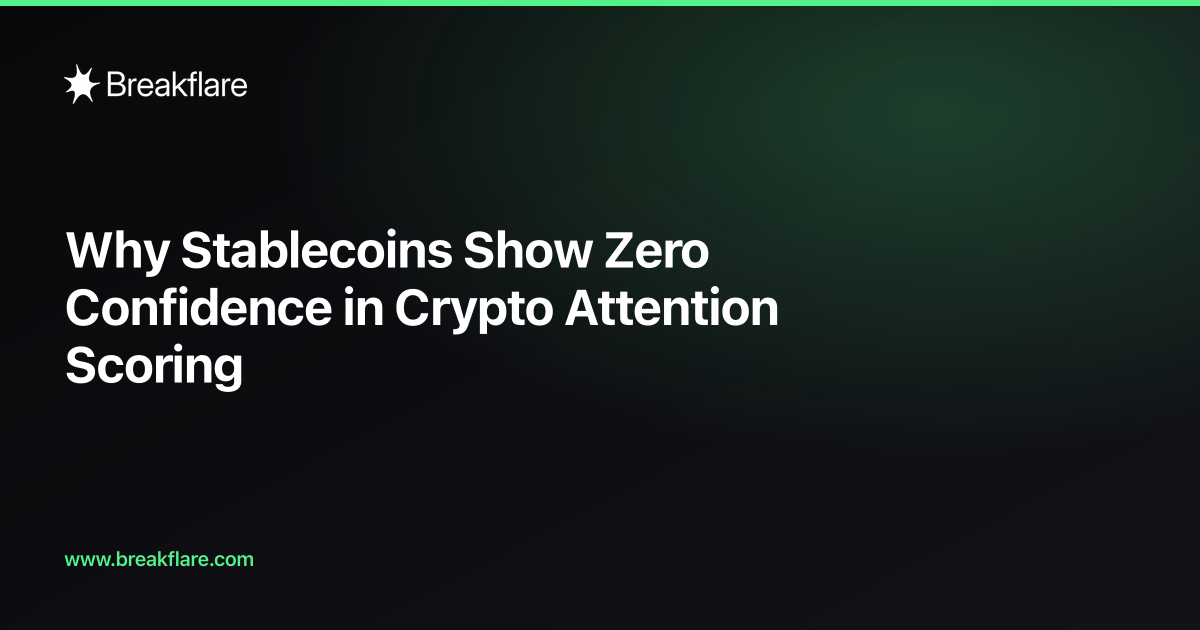 Why Stablecoins Show Zero Confidence in Crypto Attention Scoring — Breakflare blog cover