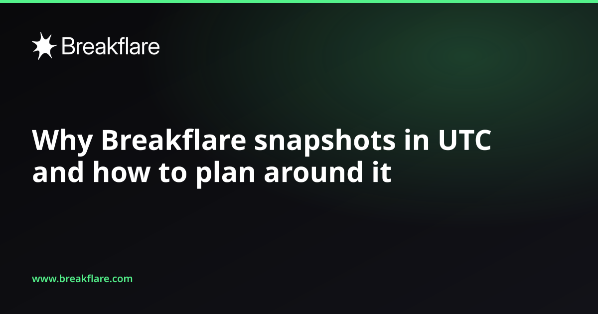 Why Breakflare snapshots in UTC and how to plan around it - Breakflare blog cover
