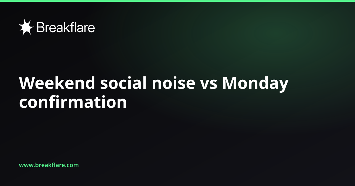 Weekend social noise vs Monday confirmation - Breakflare blog cover
