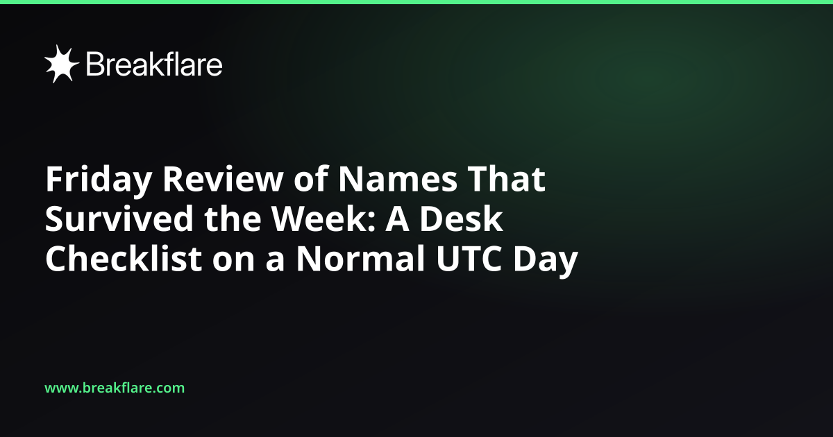 Friday Review of Names That Survived the Week: A Desk Checklist on a Normal UTC Day - Breakflare blog cover