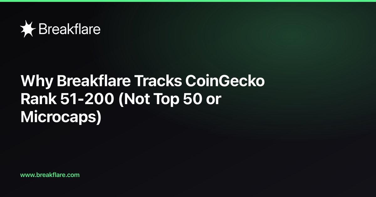 Why Breakflare Tracks CoinGecko Rank 51-200 (Not Top 50 or Microcaps) - Breakflare blog cover